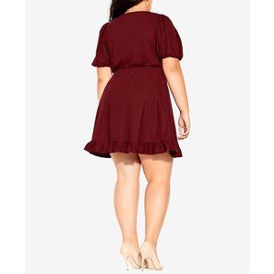 City Chic Womens Trendy Plus Ruffle Dreams Dress